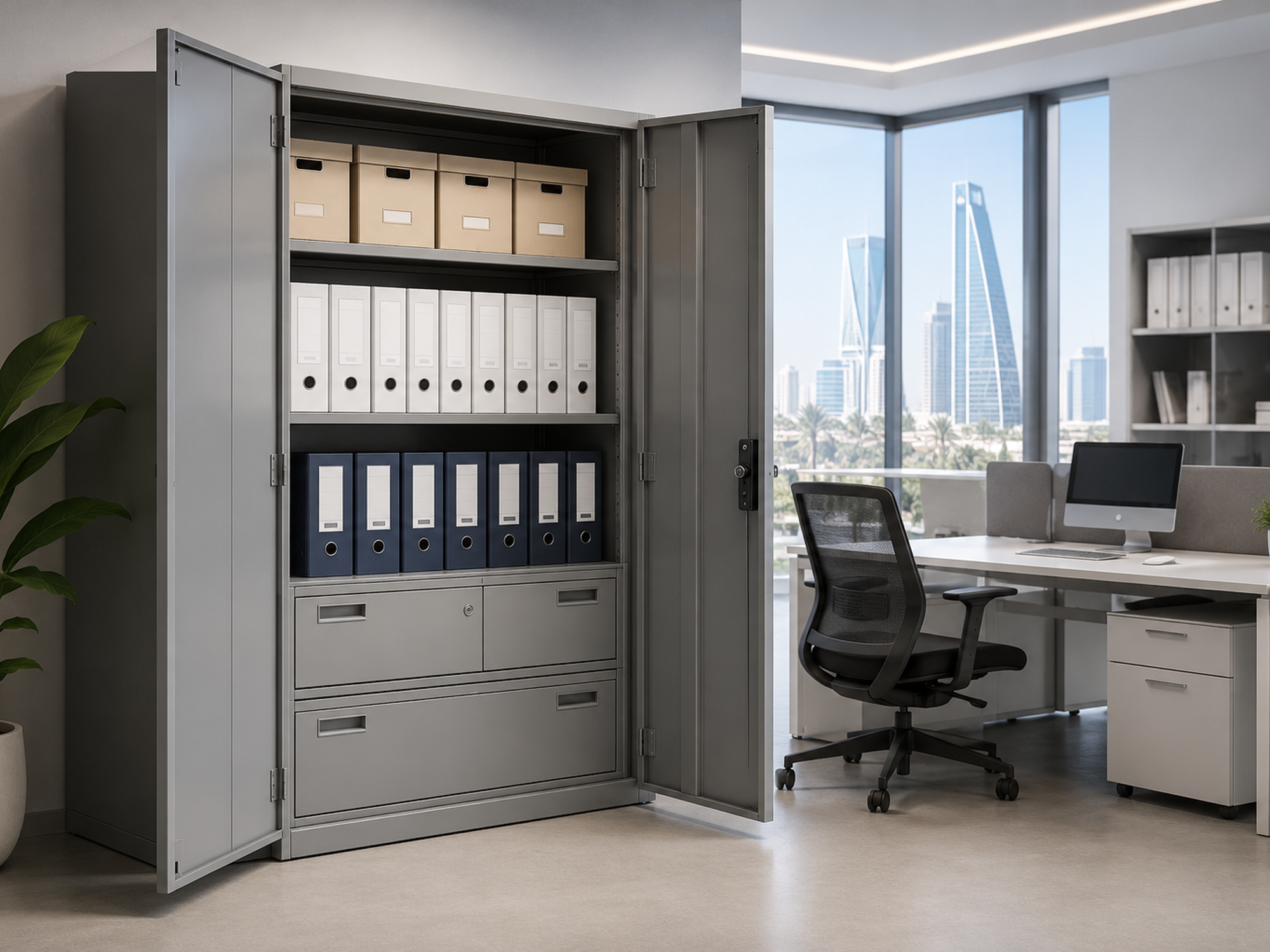 Steel storage cabinets for offices in Saudi Arabia by Matanah Furniture
