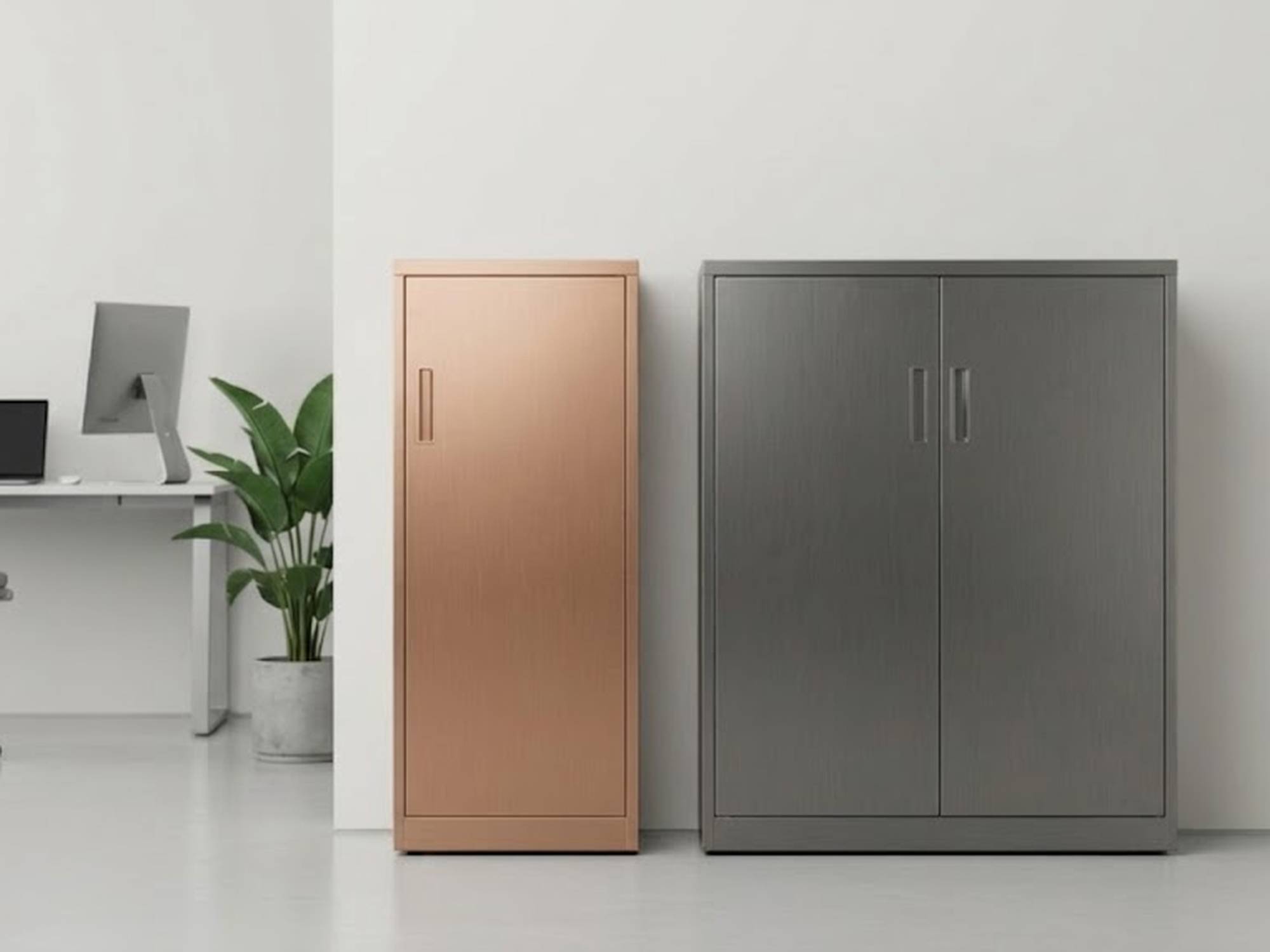 Single door and double door steel cabinets comparison by Matanah Furniture Saudi Arabia